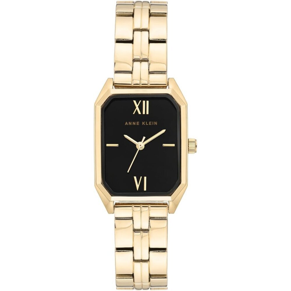 Women's Gold Black Stainless Steel Water Resistant Bracelet Adjustable Watch